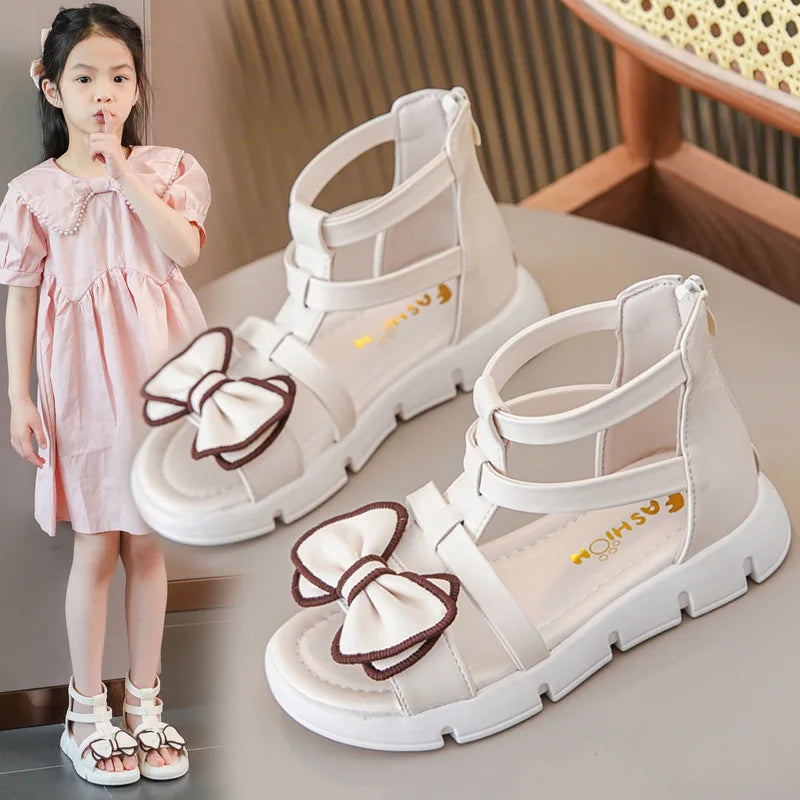 Girls Sandals Summer 2025 New Fashion Children Roman Shoes Middle and Large Children Soft Open Toe Little Girl Princess Shoes