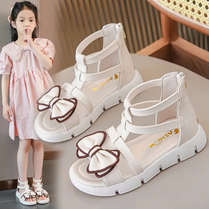 Girls Sandals Summer 2025 New Fashion Children Roman Shoes Middle and Large Children Soft Open Toe Little Girl Princess Shoes
