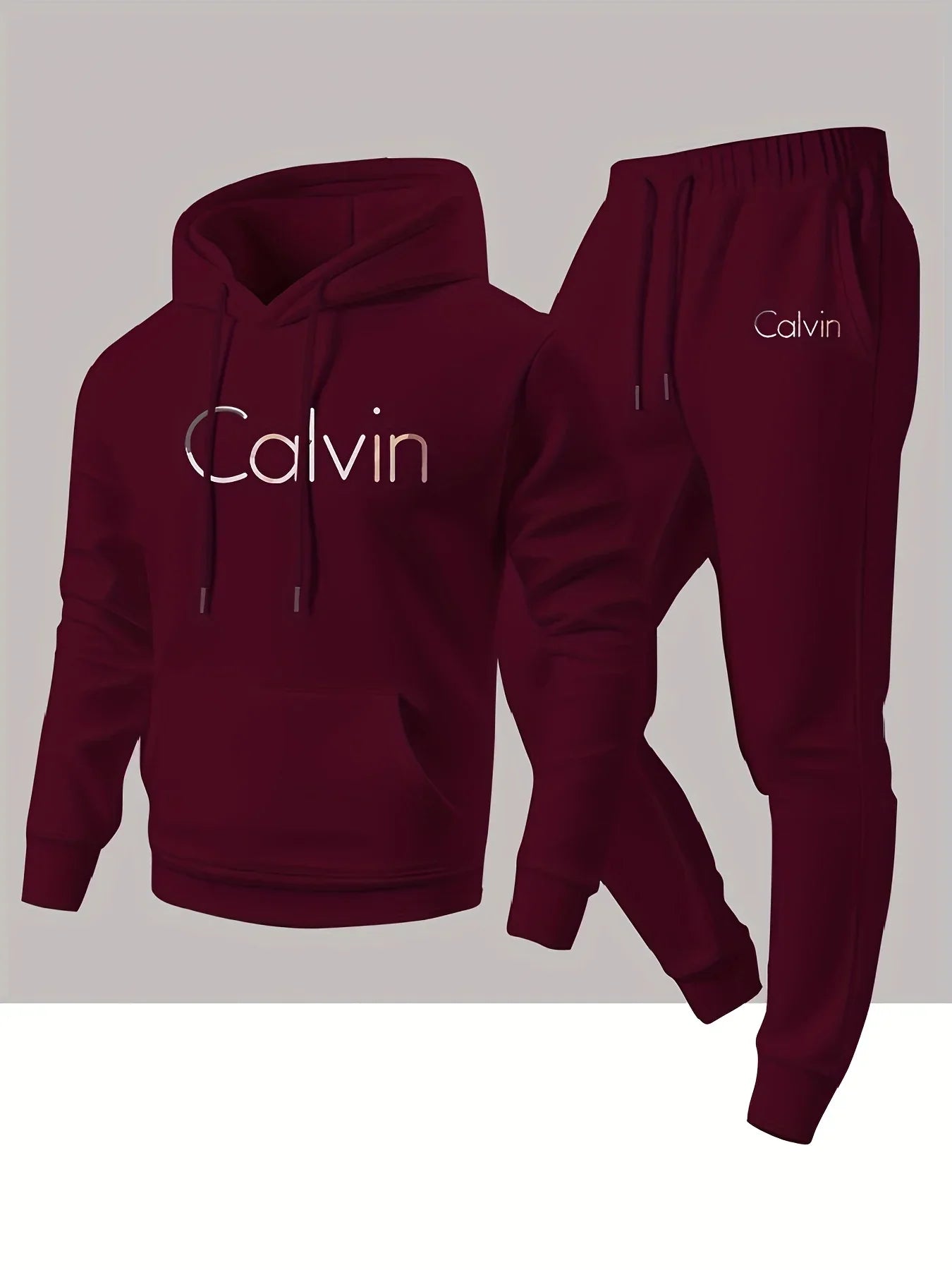 New Calvin Tracksuit for Men  Hoodie & Jogger SetHip Hop Streetwear Casual Workout Outfit Fall Winter Fashion Gym Athletic Wear
