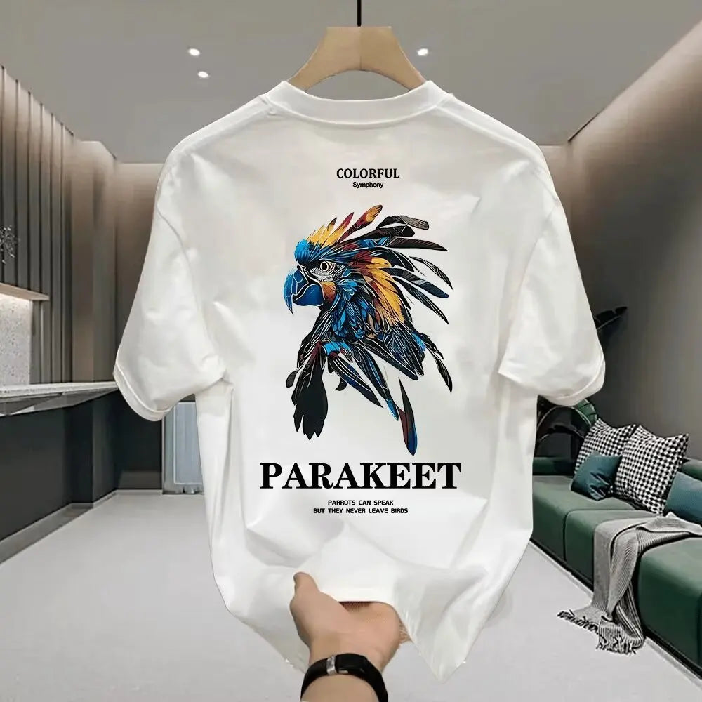 New Style American Pure Cotton Loose Men's T-shirt Fashion for Summer Casual Daily Sport Round-neck Hip-hop Short-sleeved Shirt