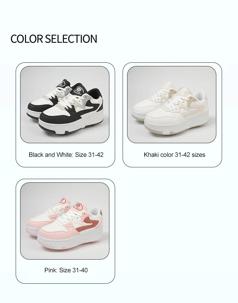 Roller Skate Shoe Walking Shoes With Four-wheel Student Sports Pulleys Walking Shoes With Wheels Summer Spring Kids Sneakers