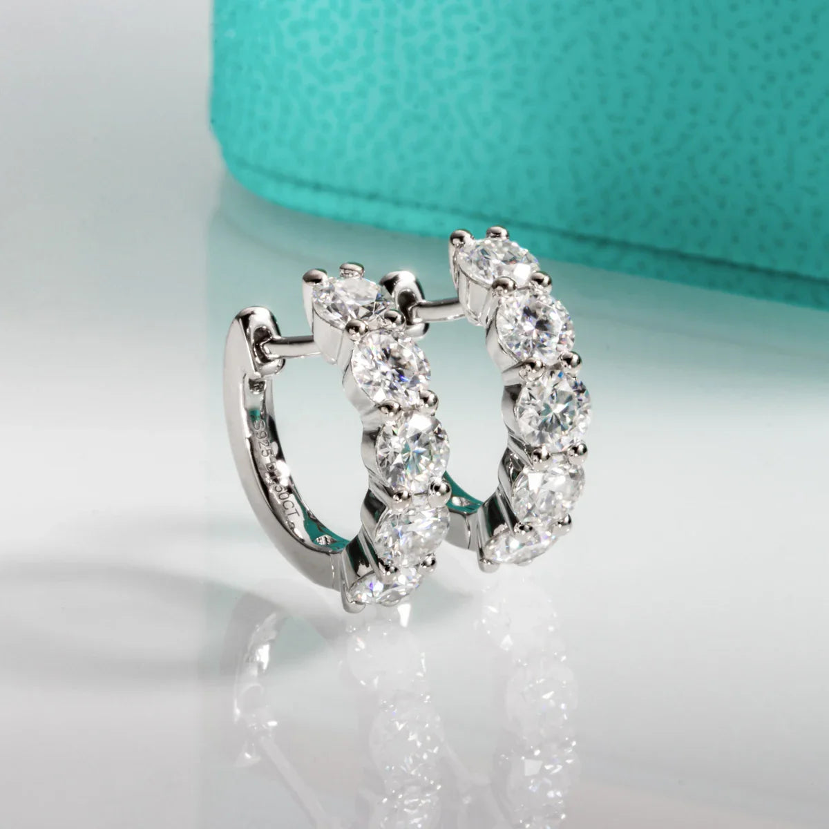 4mm 3cttw D Color Moissanite Huggie Hoop Earrings 925 Sterling Silver Luxury Huggie Earring For Women