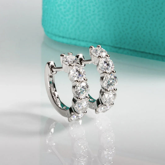 4mm 3cttw D Color Moissanite Huggie Hoop Earrings 925 Sterling Silver Luxury Huggie Earring For Women