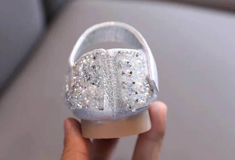 2026 Girls Princess Shoes Spring Children Bow Shoes Leather Shoe Kids Dance Shining Toddler Rhinestone Birthday Party Shoes