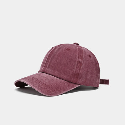 Hat Men's Washed Coated Baseball Cap Color Tile Korean Version Simple Dome Cap Solid Color Sports Sun Hat