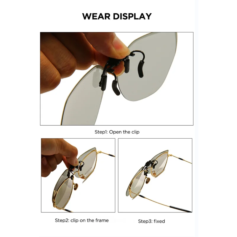 Clip Polarized Sunglasses Square Men Clip On Glasses Flip-up Frames Sunglasses Covers Blue Night Vision Color Lens 2025