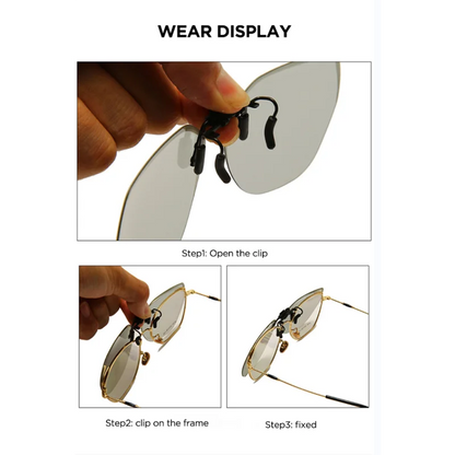 Clip Polarized Sunglasses Square Men Clip On Glasses Flip-up Frames Sunglasses Covers Blue Night Vision Color Lens 2025