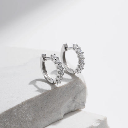 Moissanite Small Hoop Earrings 925 Sterling Silver Hollow Sparkling Ear Buckles For Women Wedding Fine Jewelry
