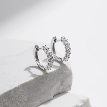 Moissanite Small Hoop Earrings 925 Sterling Silver Hollow Sparkling Ear Buckles For Women Wedding Fine Jewelry