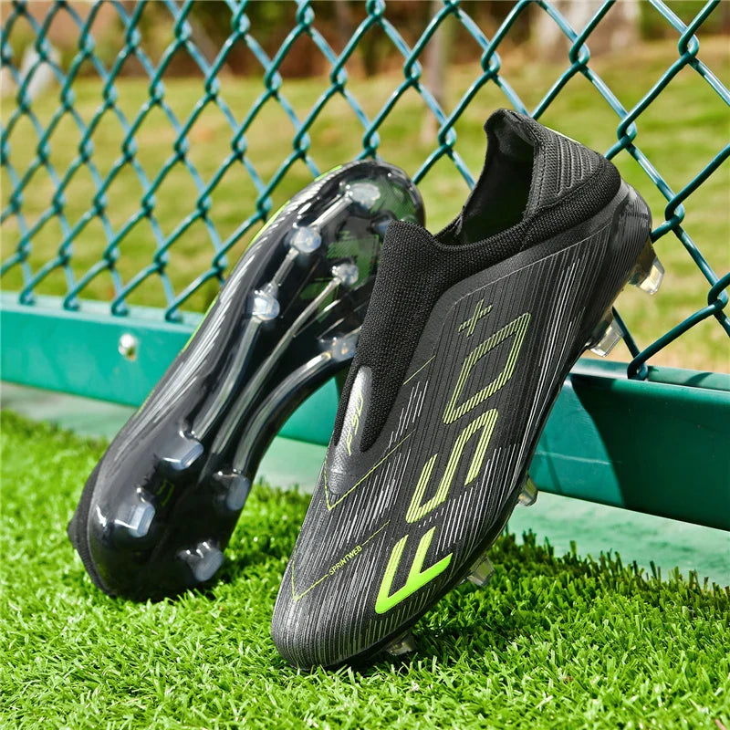 Without-lace F50+ Mens Soccer Shoes Boys Training Non-Slip Turf Soccer Cleats TF/FG Football Sneakers Chuteira Campo 35-45