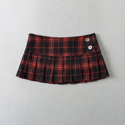 Summer Mini Skirts For Woman Korean Fashion Red Plaid Skirts Women Y2k Skirts Pleated Pleated Skirts Vintage Preppy Style