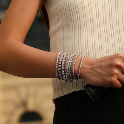 D VVS1 Moissanite Tennis Bracelet 925 Sterling Silver Single Row Classic with Box Bracelets for Women Man Fine Jewelry