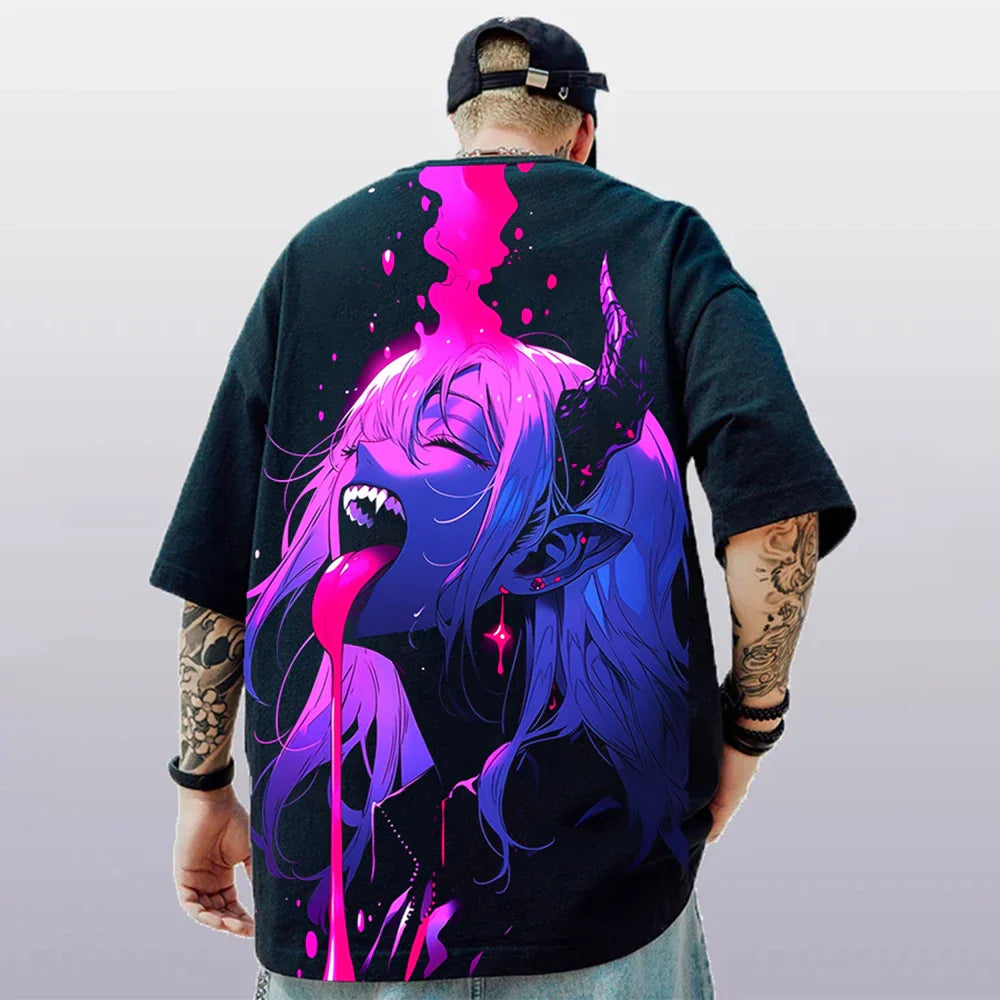 3d Anime Character Print Men's T-Shirt 2024 New Oversized Short Sleeve T-Shirt For Men Street Hip-Hop Tee Top Quick Dry T Shirts