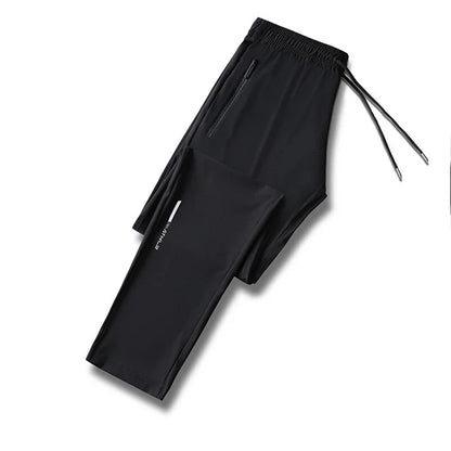 Ice Silk Long Pants For Men's Summer Quick Drying Loose Straight Leg Pants High Elasticity Sports Leggings Casual Pants