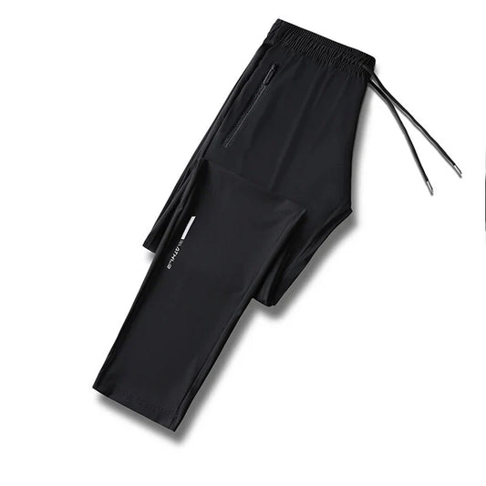 Ice Silk Long Pants For Men's Summer Quick Drying Loose Straight Leg Pants High Elasticity Sports Leggings Casual Pants