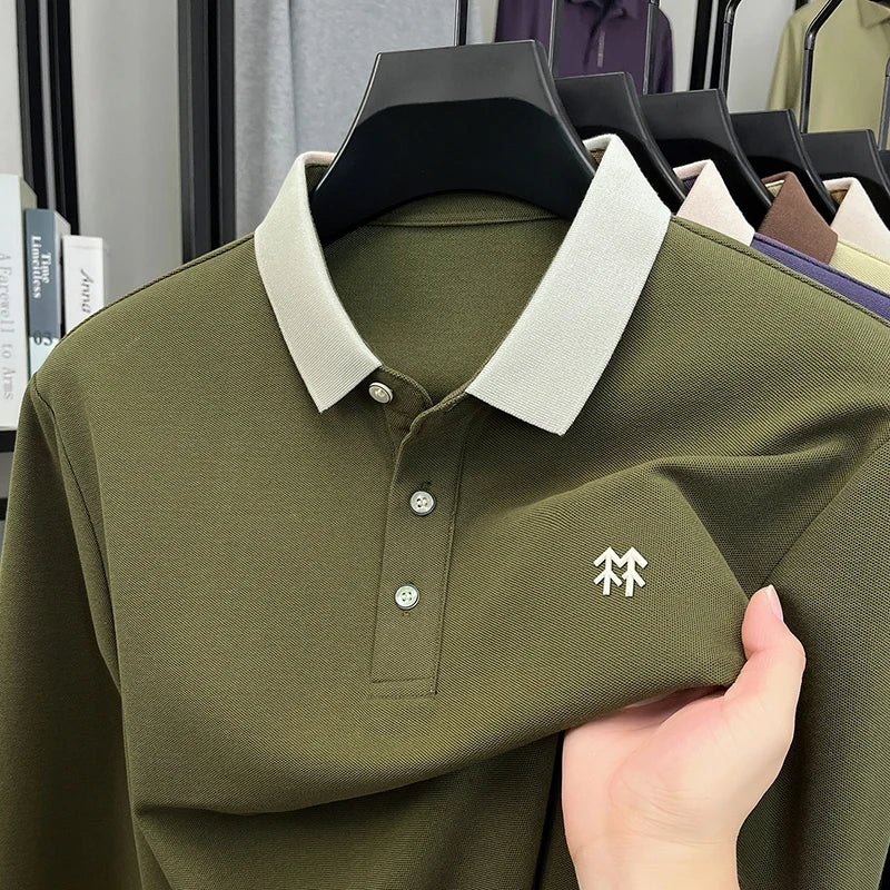 Design Brand Men's Polo Shirt Lapel Exquisite Embroid Long Sleeve Autumn New Breathable T-Shirt Business Leisure Trend Men'swear