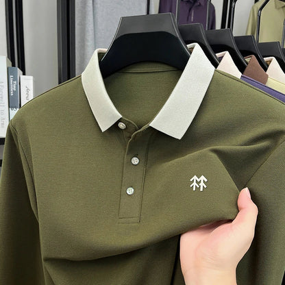 Design Brand Men's Polo Shirt Lapel Exquisite Embroid Long Sleeve Autumn New Breathable T-Shirt Business Leisure Trend Men'swear