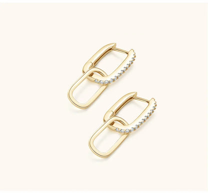 1.4mm Moissanite Paperclip Link Earrings for Women Silver 925 D Color Lab Diamond Huggie Hoop Earrings 2024 Trend Jewelry