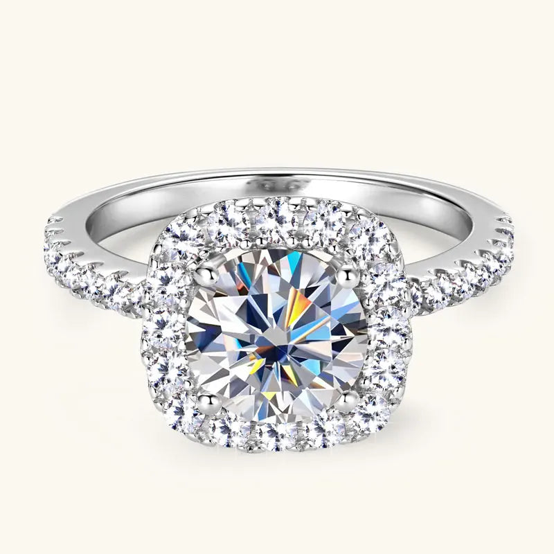 8mm 2ct Moissanite Halo Ring Certified 925 Sterling Silver Engagement Rings For Women Girls Wedding Party Jewelry Gift