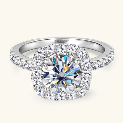 8mm 2ct Moissanite Halo Ring Certified 925 Sterling Silver Engagement Rings For Women Girls Wedding Party Jewelry Gift