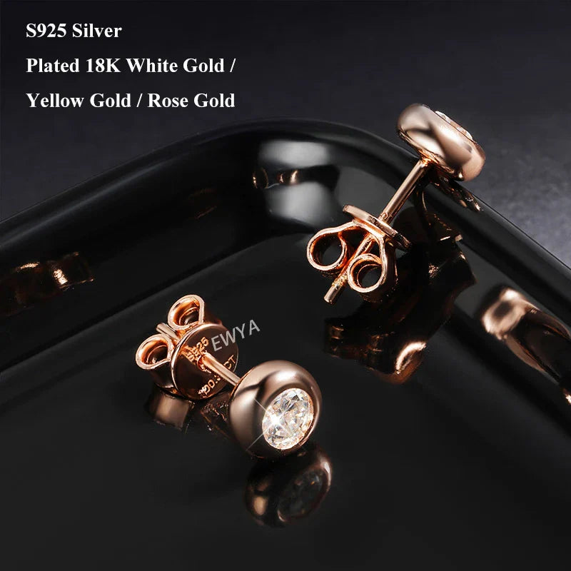 Oval Round Bezel 0.5CT Moissanite Stud Earrings for Women 925 Silver Plated 18k Pass Diamond Test Bubble Ear Jewelry Gift