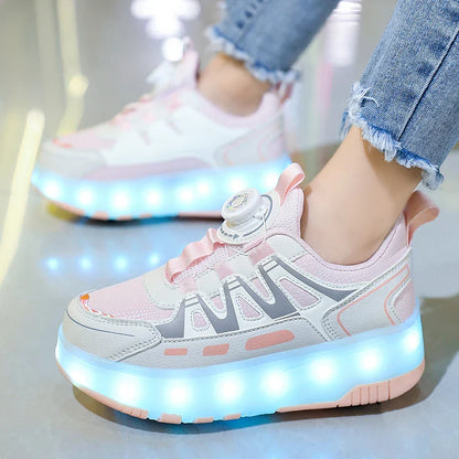 Children's And Teenage Roller Skates - Fashionable Upgraded Edition with Enhanced Stability - Detachable Dual-Use Sports Shoe