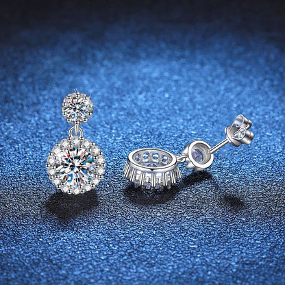 1ct Moissanite Earrings for Women S925 Sterling Silver 18k White Gold Plated Diamond Drop Earring Gifts with Certificate