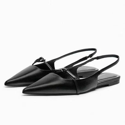 Summer New Women's Flat Bottom Slingback Sandals Woman Leopard Pointed End Mules 2025 Fashion Leather Pu Low-heel Beach Shoes