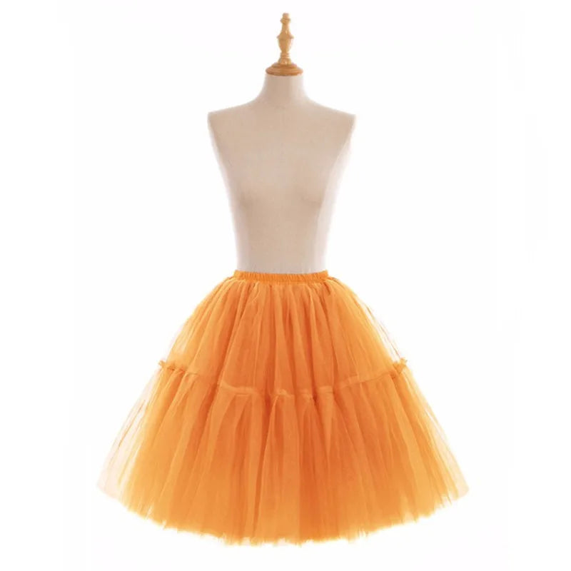6 Layers Fluffy Ball Gown Women Short Skirts Knee Length Tutu Dress Underskirt Soft Tulle Petticoat for Club Cosplay Marathon