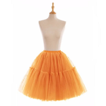 6 Layers Fluffy Ball Gown Women Short Skirts Knee Length Tutu Dress Underskirt Soft Tulle Petticoat for Club Cosplay Marathon
