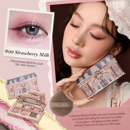 Bunny Garden Collection 6-Color Makeup Eyeshadow Contour Palette Eye Brush Puff Set Eye Glitter Korean Makeup Kit