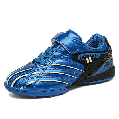 Fashion Gold Children's Football Shoes Outdoor Non-slip Turf Soccer Shoes Kids HOOK&LOOP Low-cut Sports Sneakers Child Trainers