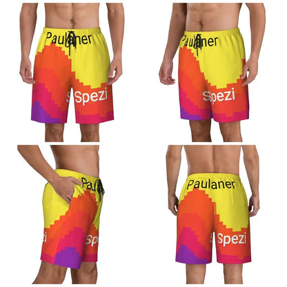 Male Board Shorts Paulaner Spezi Casual Beach Trunks Germany Soda Drink Sports Fitness High Quality Plus Size Beach Short Pants