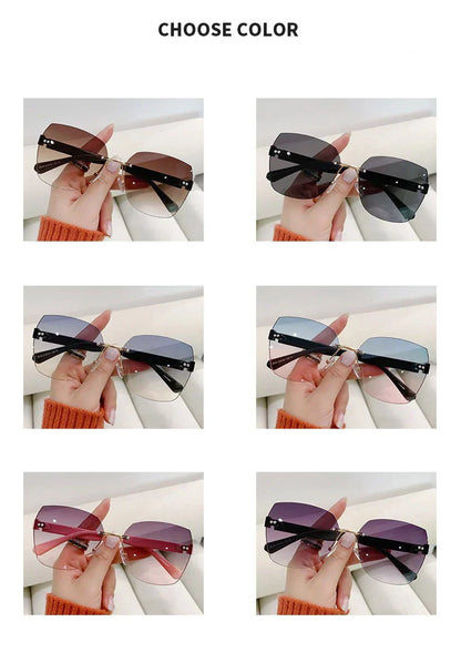 Women's Irregular Frameless Sunglasses; Daily Korean Fashion Multi-sided Polygon Driving Sun Glasses For Sun Protection 9225