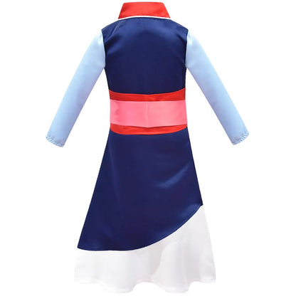 Mulan Same Costume Girl Hero Halloween Cosplay Costume Children Long-sleeved Two-piece Drama Costume Chinese Style Dress
