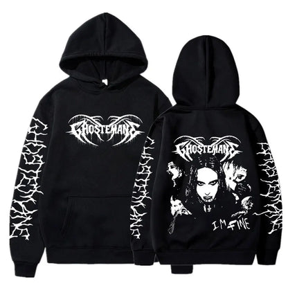 Ghostemane Double Sided Print Hoodie Men's Fashion Hip Hop Metal Rock Hoodies Gothic Oversized Sweatshirt Tracksuit Streetwear
