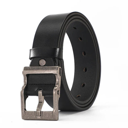 3.8cm Wide Men's Belt 110cm 120cm 130cm High-Quality Leather Belt Men's Retro Pure Cowhide Alloy Pin Buckle Jeans Men's Belt