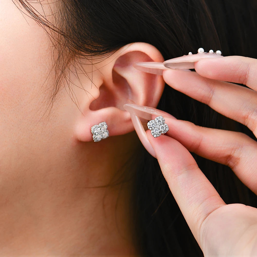 Full Moissanite Diamond Earrings D VVS1 For Women S925 Sterling Silver 18k Gold Plated Engagement Wedding Jewelry Gifts