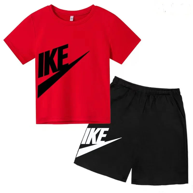 Kids Summer Short Sleeve T-shirt Shorts 2Pcs Set Boy Girl Casual Sport Jogging Suit Toddler 3-12Y