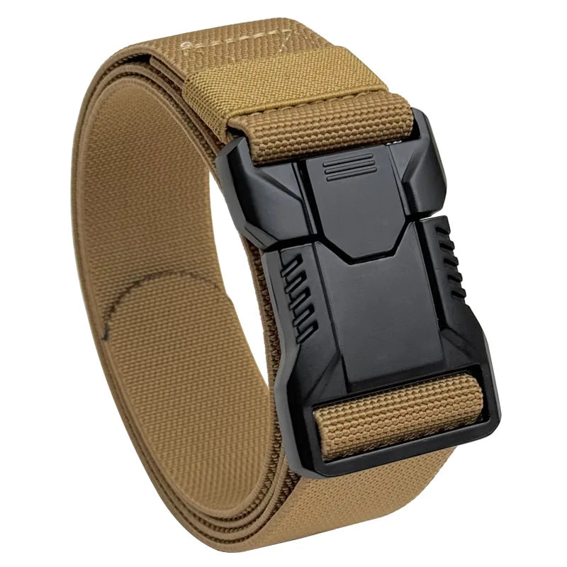 Tactical Belt Men's Elastic Webbing - Military Nylon Stretch Breathable Waistband for Outdoor Training Pants