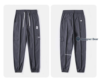 Spring Summer Thin Men's Cargo Pants Loose Tapered Elastic Cuff Jogger Trousers Quick Dry Casual Outdoor Haren Pants Male 5XL