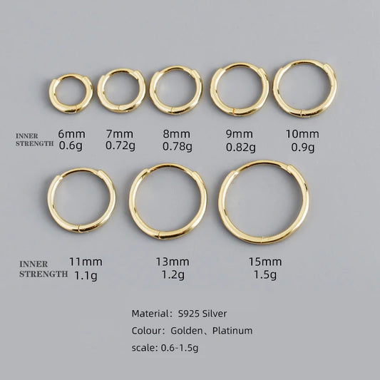 925 Sterling Silver Fashion Simple Huggies Ear Buckle Accessories Minimalist Charm Ear Hoop Earrings for Women Jewelry