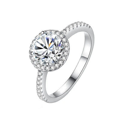 0.3-3CT D Color 100% Real Moissanite Rings for Women Round Sparkling Simulated Diamond Band S925 Sterling Silver Jewelry