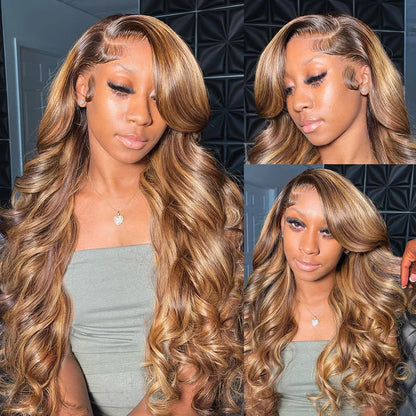 Highlight Body Wave Wig Brazilian Human Hair Wigs For Black Women 13x4 Honey Blonde Lace Front Wig 13x6 HD Lace Frontal Wig Sale
