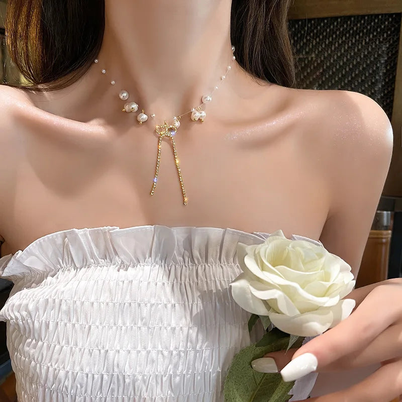 Heart Shape Pendant Necklaces Silver Color 5A Cubic Zirconia Minimalist Style Clavicle Chain Women And Girl Jewelry