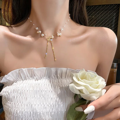 Heart Shape Pendant Necklaces Silver Color 5A Cubic Zirconia Minimalist Style Clavicle Chain Women And Girl Jewelry