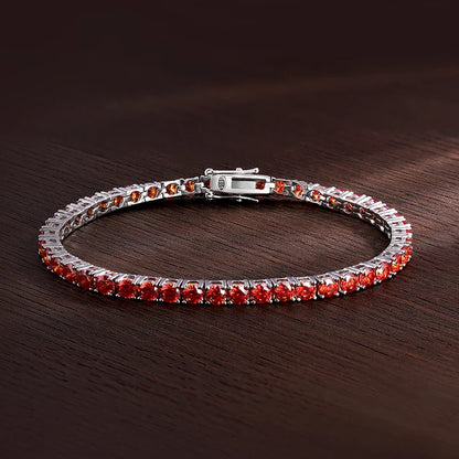 All Red Moissanite Tennis Bracelets for Women Man Wedding Jewelry with GRA s925 Sliver Plated 18k White Gold Bracelet