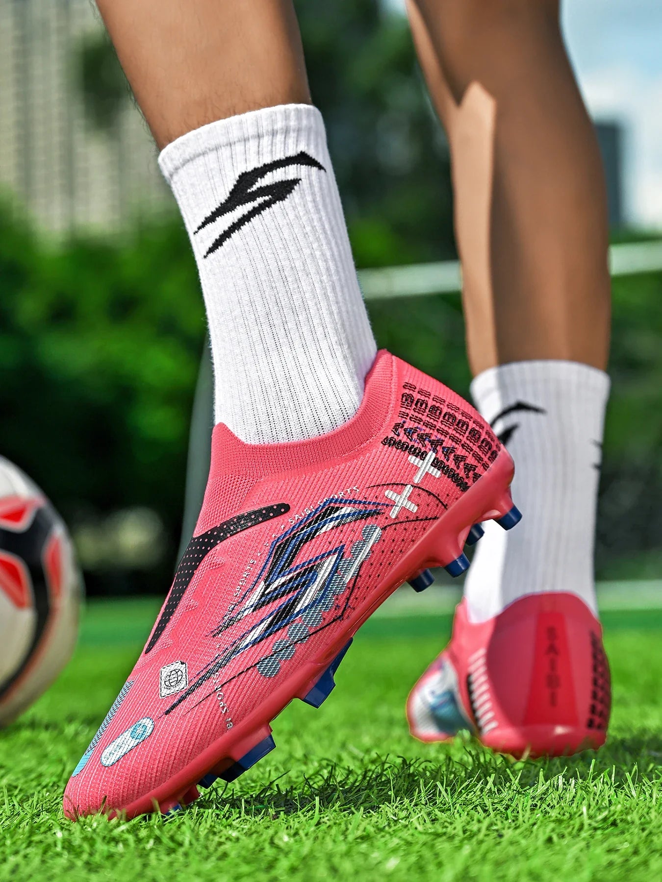 AG/FG Soccer Cleats Kids Youth Training Shoes PU Fabric Upper TPU Sole Non-Slip Wear-Resistant Firm Ground