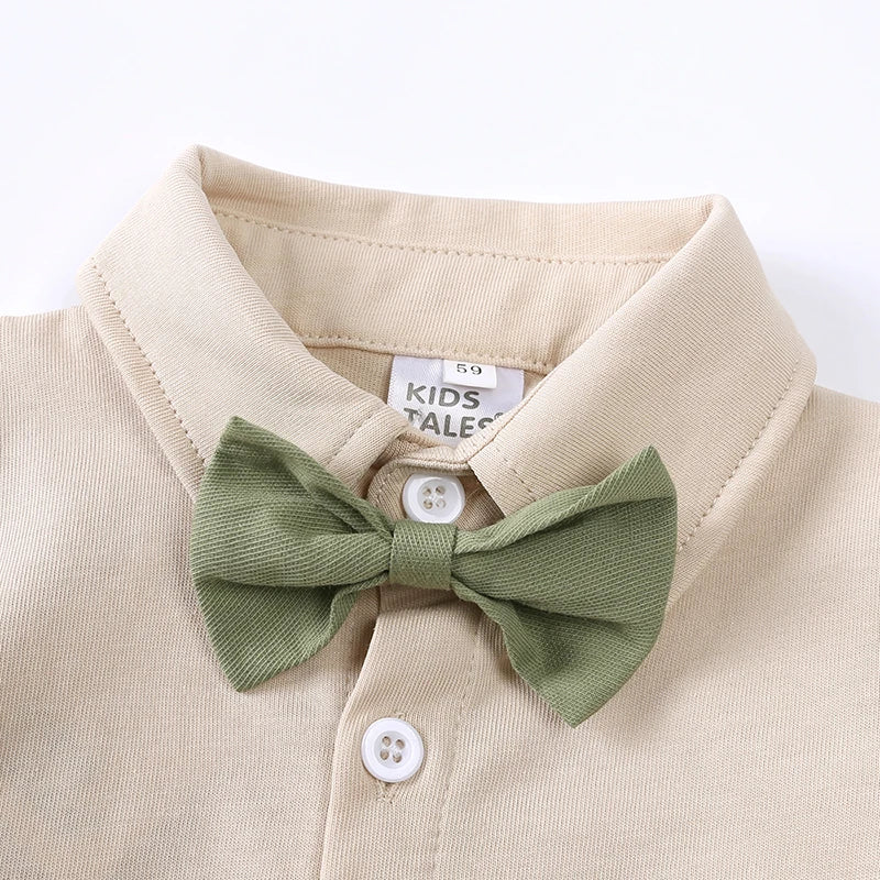 Infant Baby Boy Formal Outfit Newborn Gentleman Clothes Toddler Suit Set Short Sleeve Romper Shirt+Pants+BowTie+Suspender Shorts