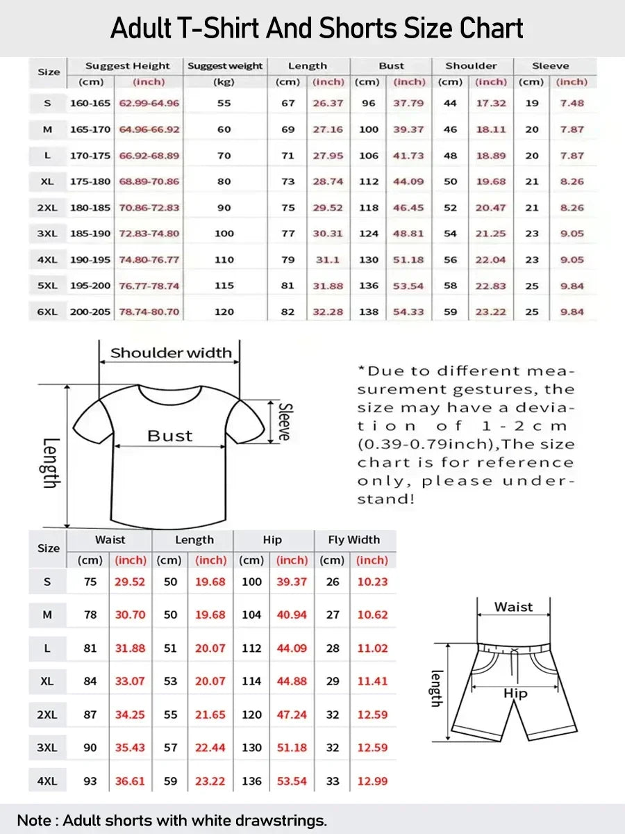 Anime Print Jersey Set Adult Kid T-Shirt & Shorts 2Pcs Family Summer Breathable Quick Dry Sportswear